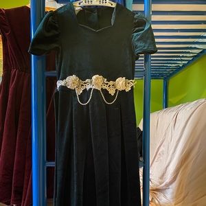 Vintage New York Bonnie Jean Green Velvet Dress